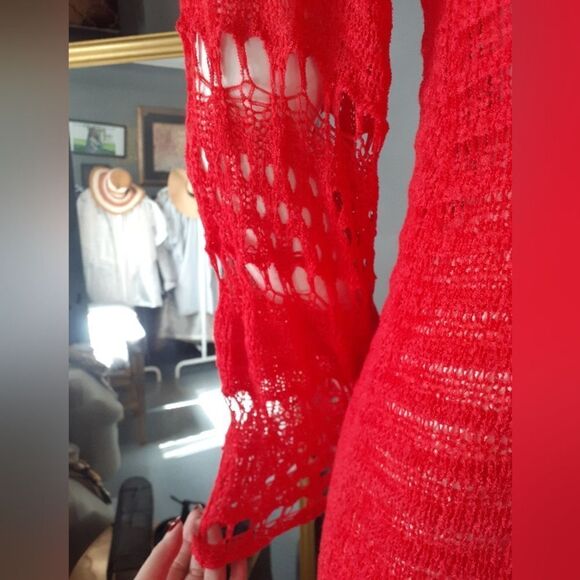 Zara Nwot Crochet Bright Red Knit Dress - Picture 12 of 15